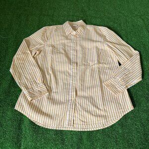 GAP Women's Relaxed Fit Button Up Long Sleeve Yellow Striped Casual Shirt Size M